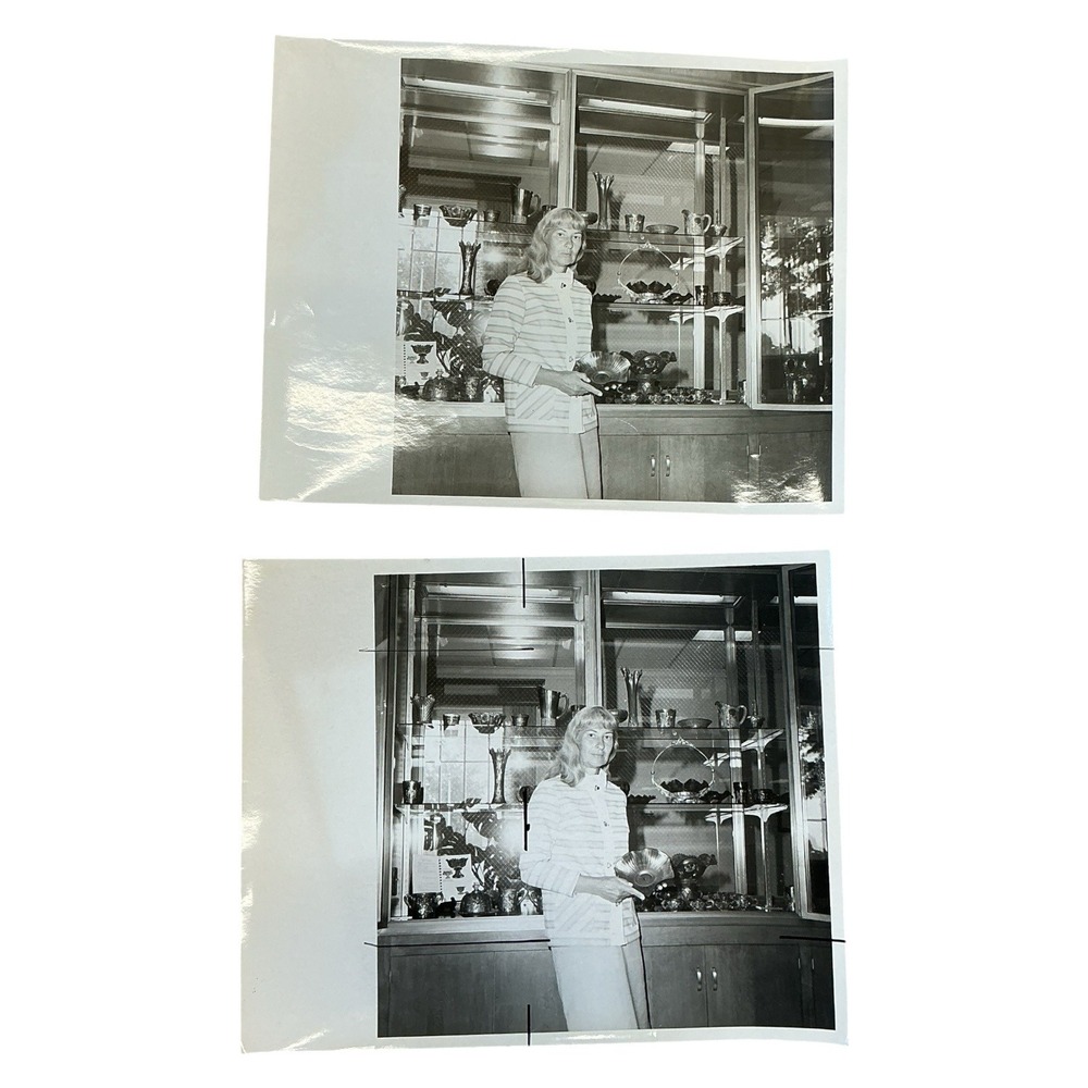 Vintage 8x10 Press‎ Photo Woman Carnival Glass Collection 1960s Society Page